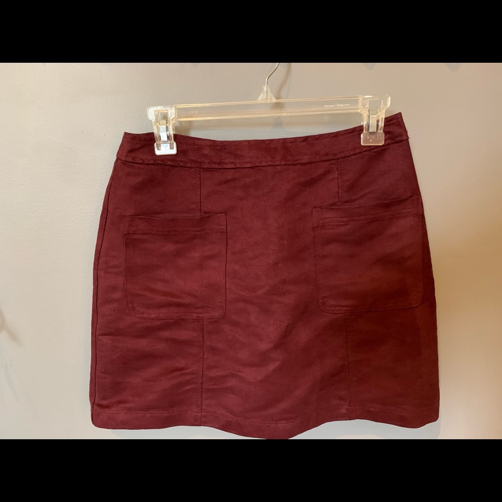 Maroon suede skirt